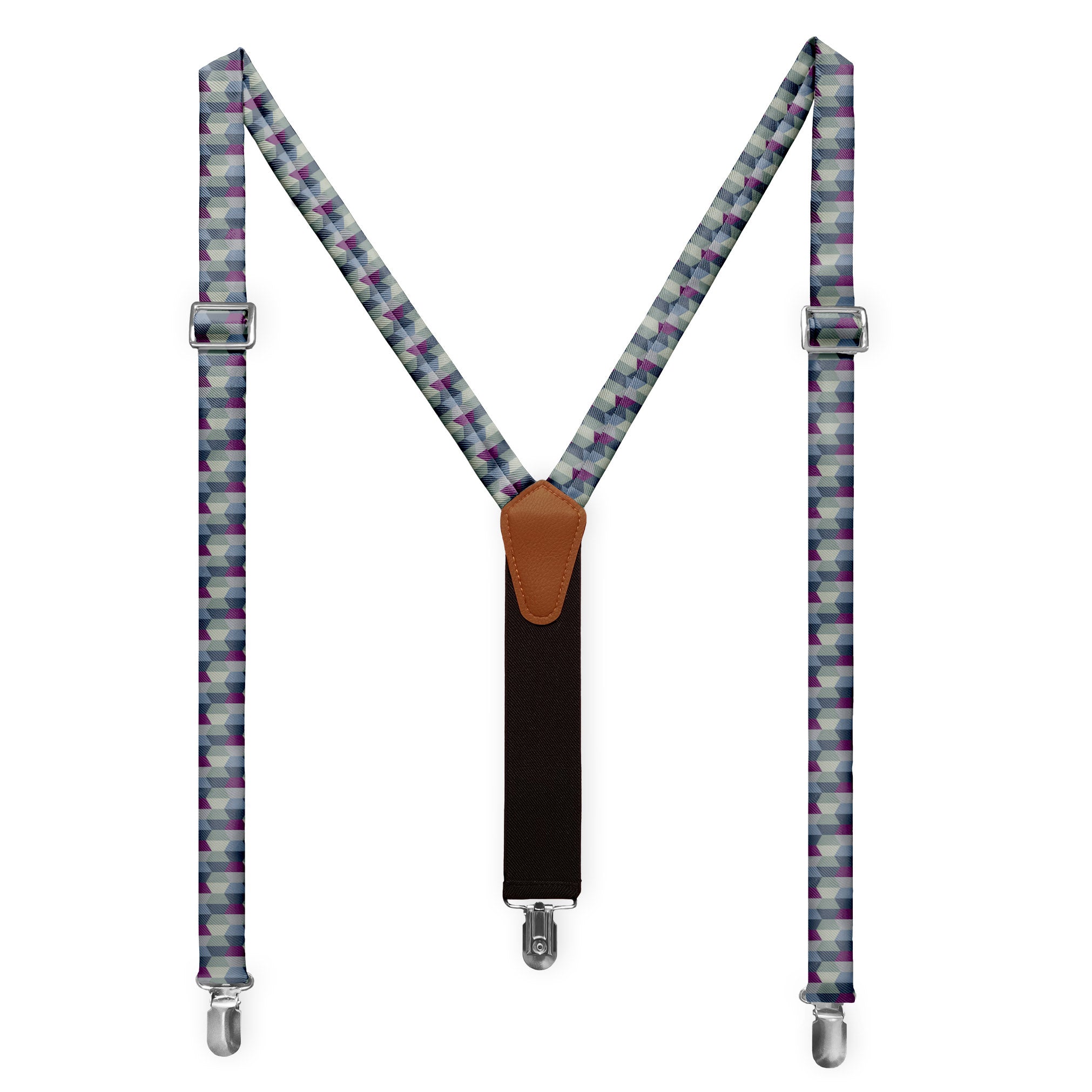 Deco Hex Geometric Suspenders - Full Front View - Knotty Tie Co.