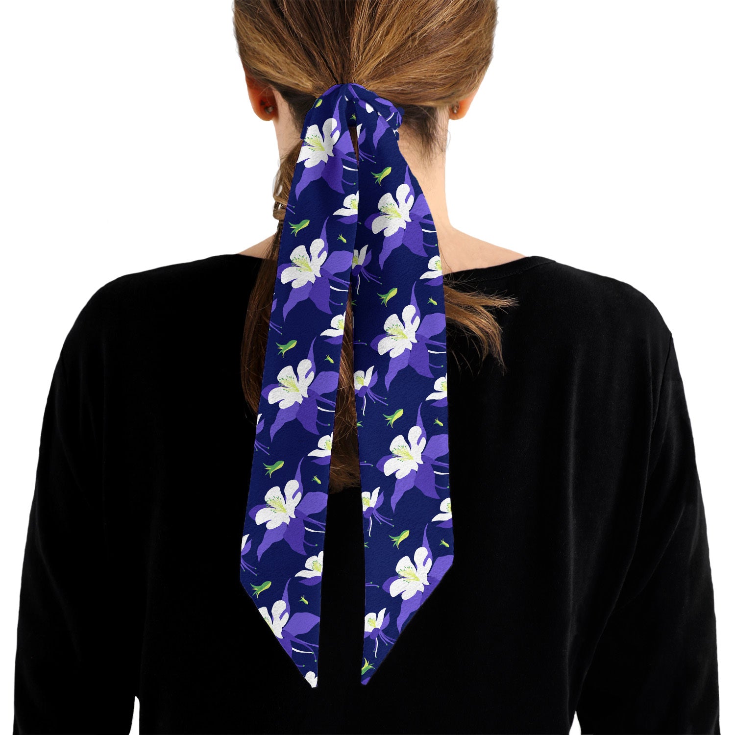 Columbine Floral Hair Scarf - 1.75" x 34.25" - Knotty Tie Co.