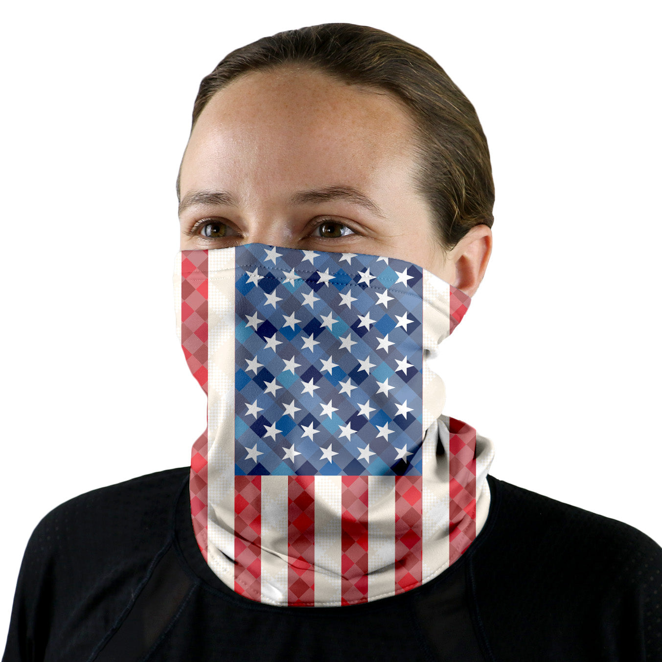 American Flag Neck Gaiter - Female Face - Knotty Tie Co.