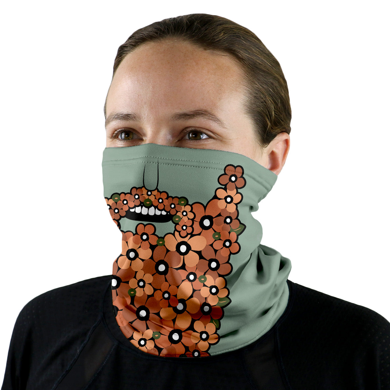 Floral Beard Neck Gaiter - Female Face - Knotty Tie Co.