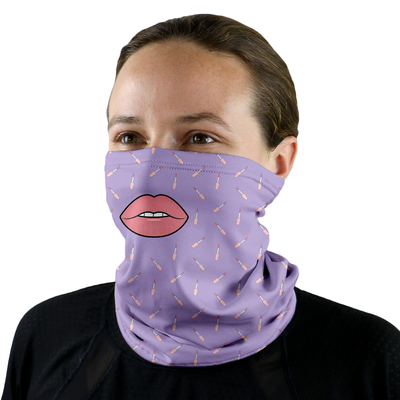 Lip Gloss is Poppin Neck Gaiter - Female Face - Knotty Tie Co.