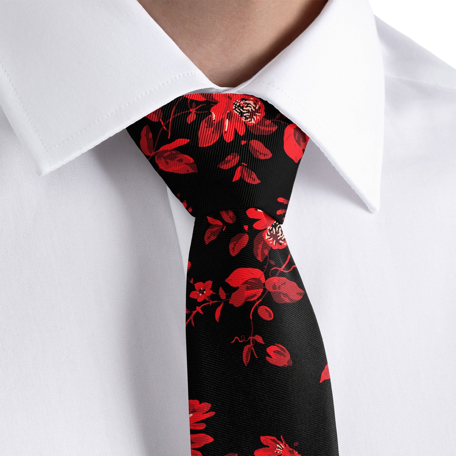 Noir Floral Necktie - Dress Shirt - Knotty Tie Co.