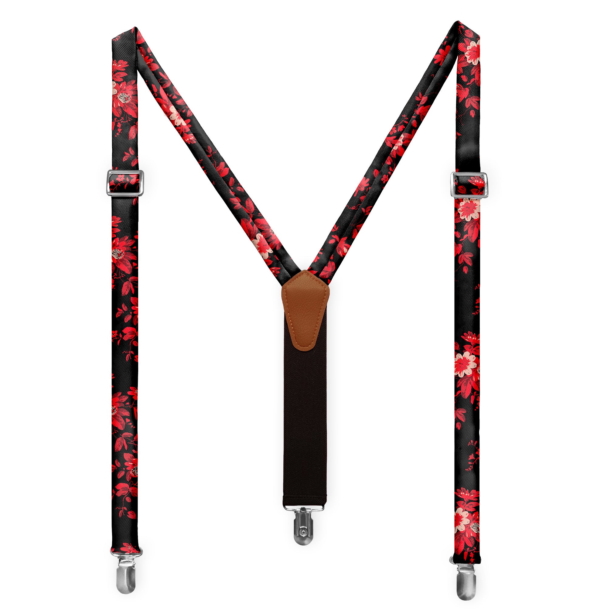 Noir Floral Suspenders - Full Front View - Knotty Tie Co.