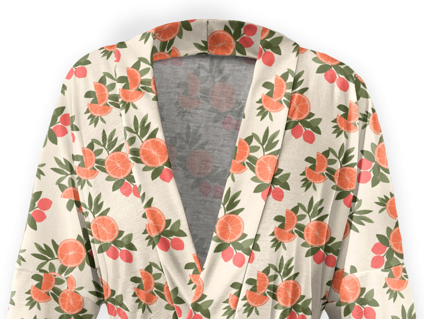 Citrus Blossom Floral Robe - Close Up - Knotty Tie Co.