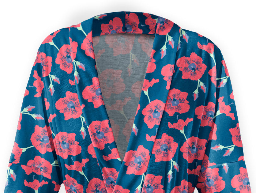 Happy Hibiscus Robe - Close Up - Knotty Tie Co.