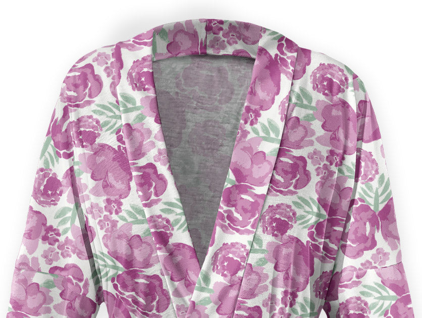 Watercolor Floral Robe - Close Up - Knotty Tie Co.