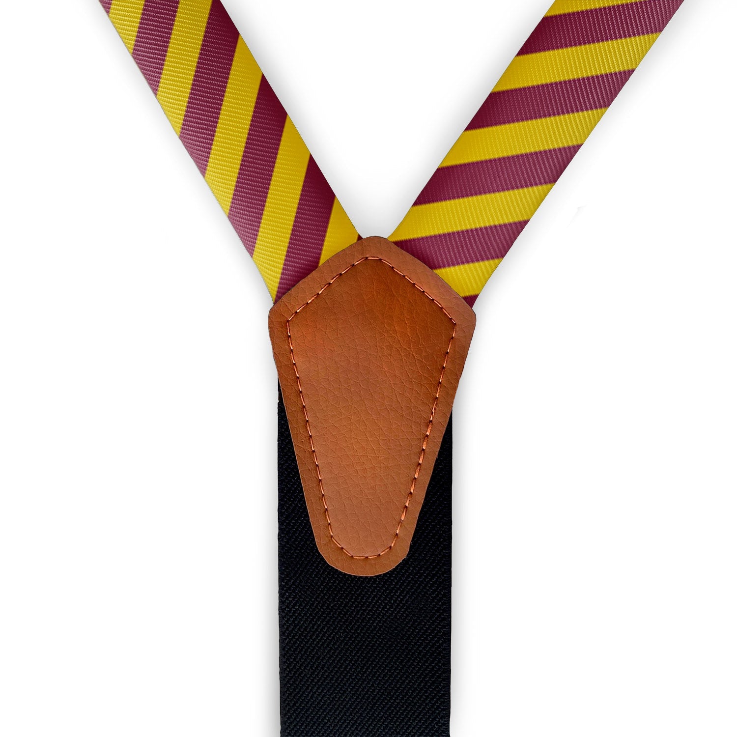 Rugby Stripe Suspenders - Vegan Leather Y-Back - Knotty Tie Co.