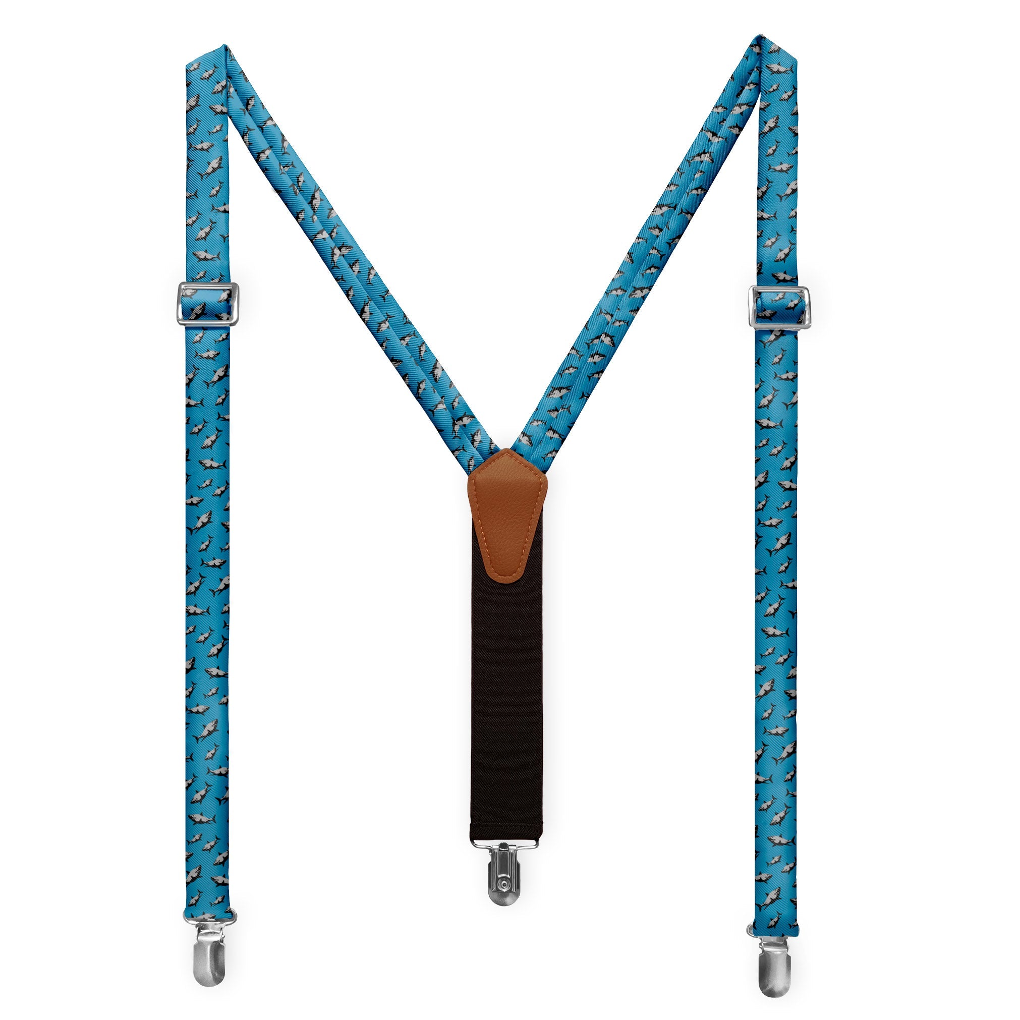 Sharks Suspenders - Full Front View - Knotty Tie Co.