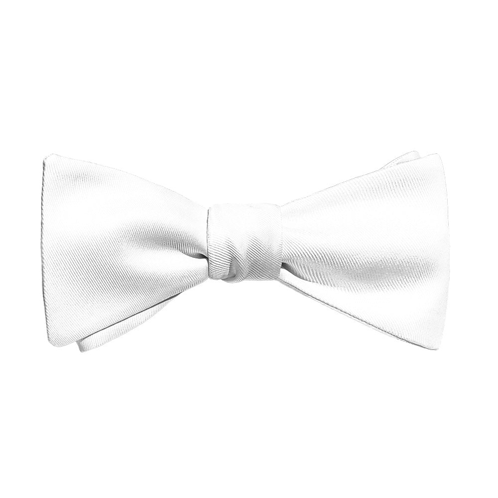 Solid KT White Bow Tie - Adult Standard Self-Tie 14-18" - Knotty Tie Co.