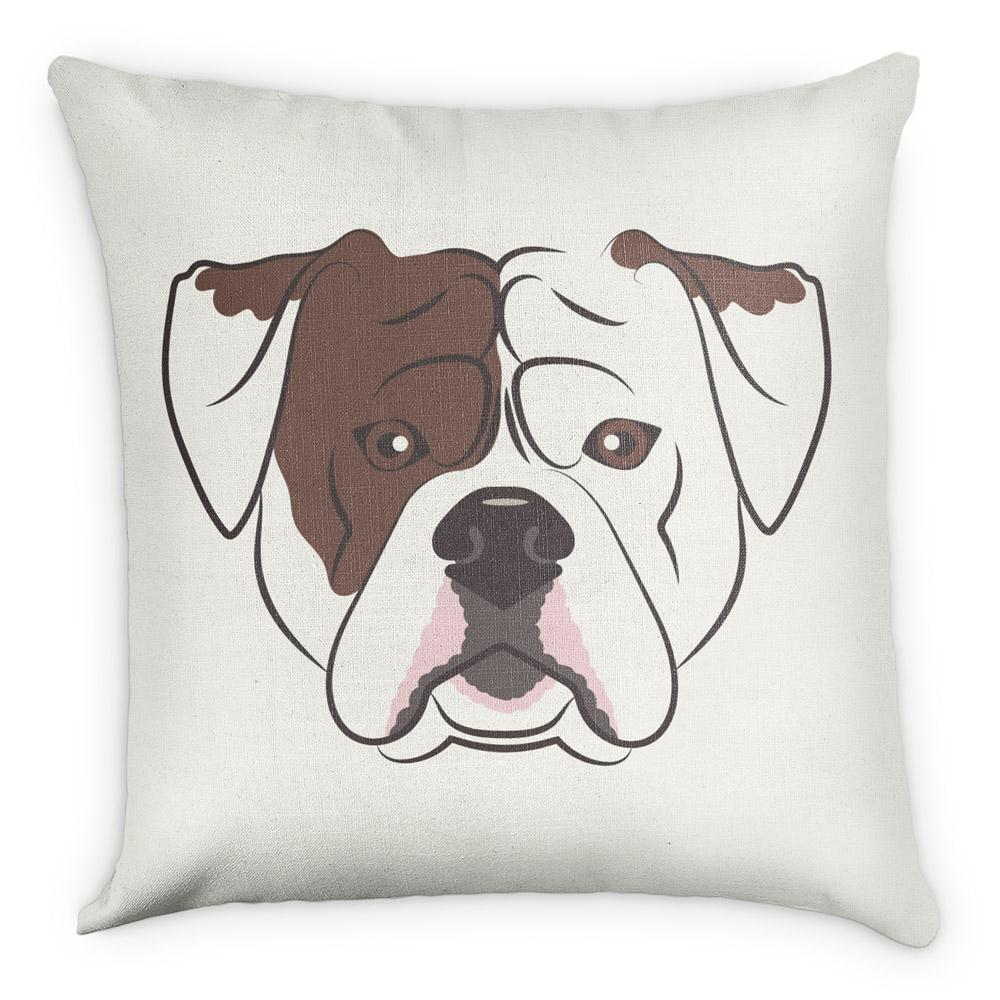 American Bulldog Square Pillow - Front - Knotty Tie Co.