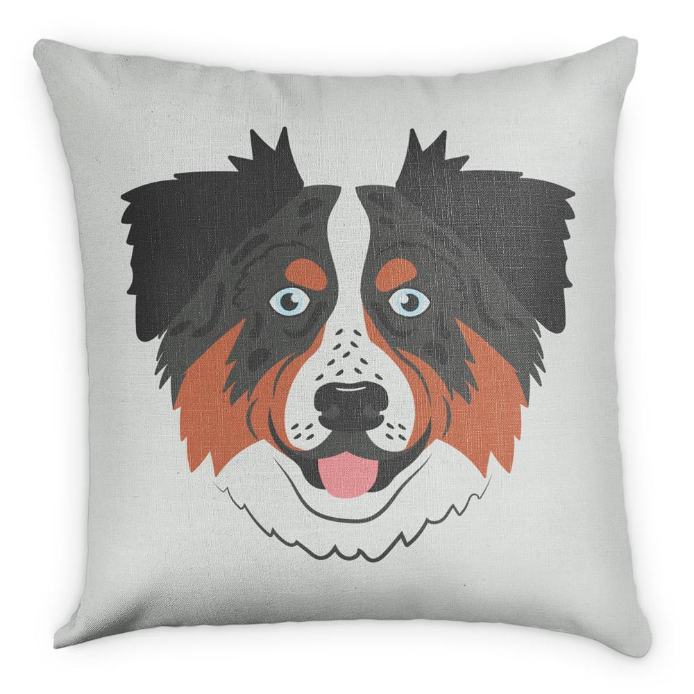 Australian Shepherd Square Pillow - Front - Knotty Tie Co.