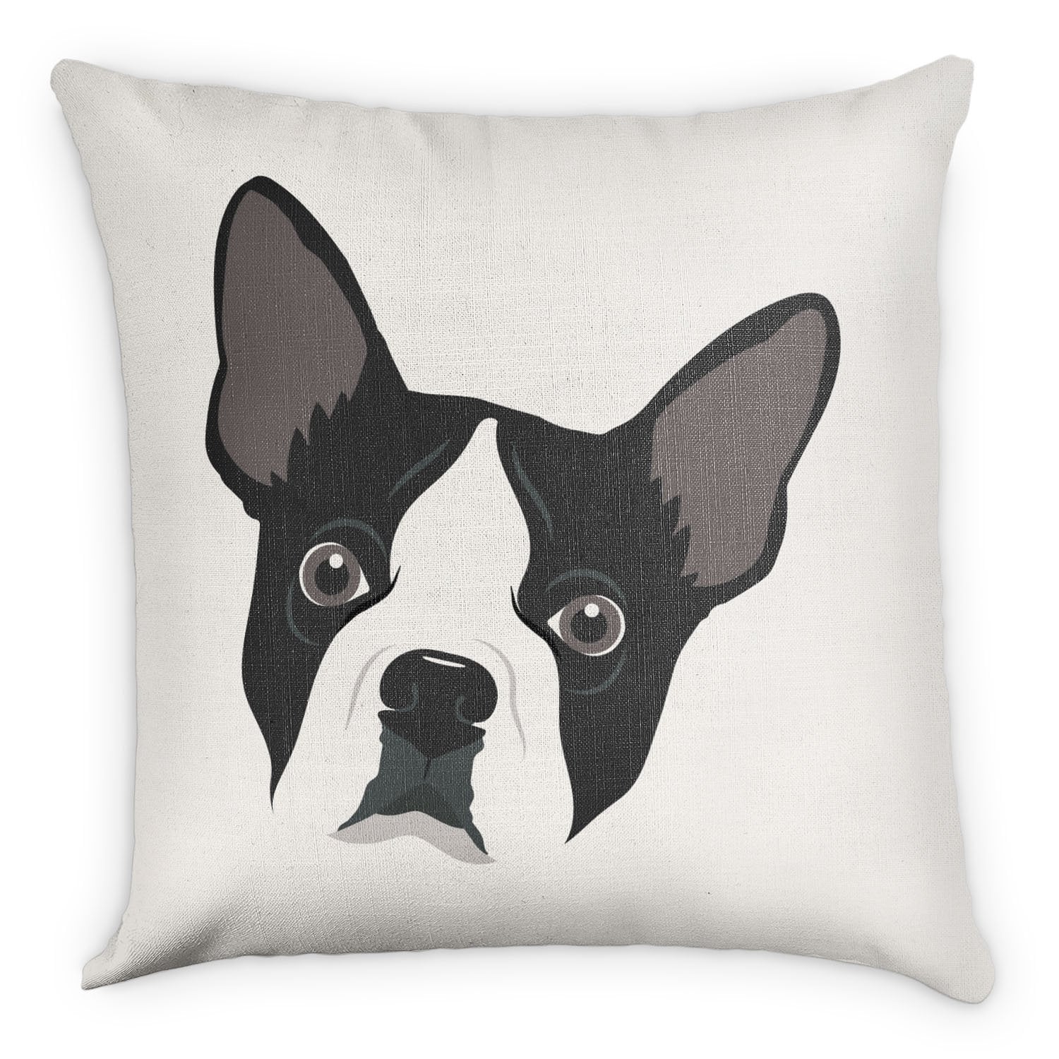 Boston Terrier Square Pillow - Front - Knotty Tie Co.