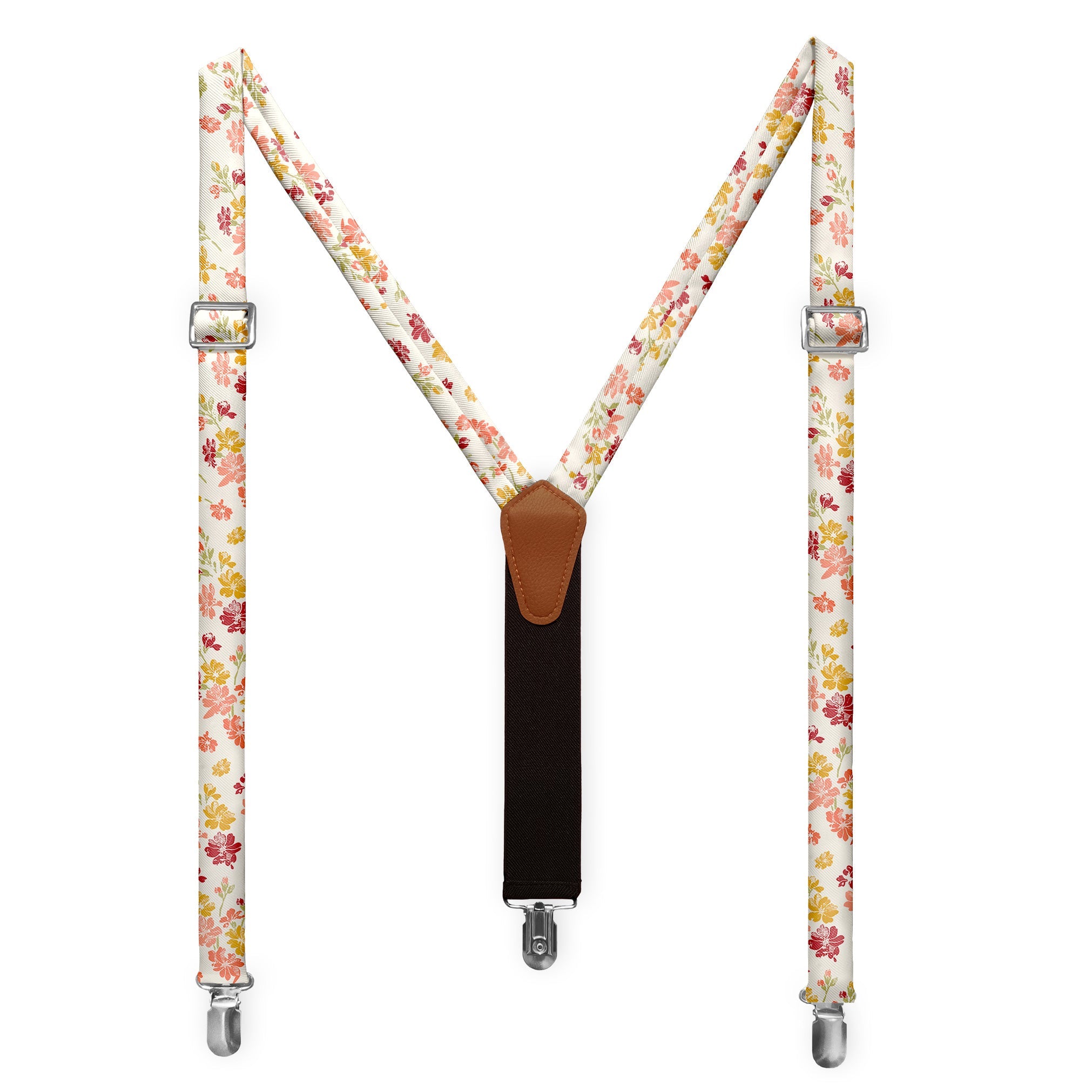 Stamped Floral Suspenders - Full Front View - Knotty Tie Co.