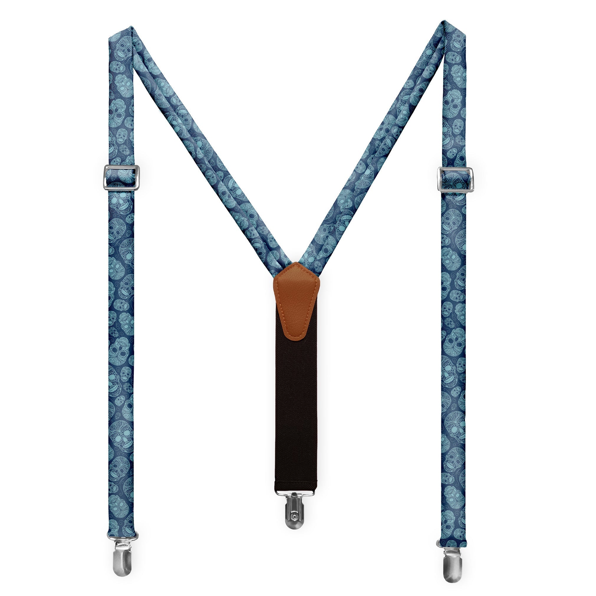 Sugar Skull Suspenders - Full Front View - Knotty Tie Co.