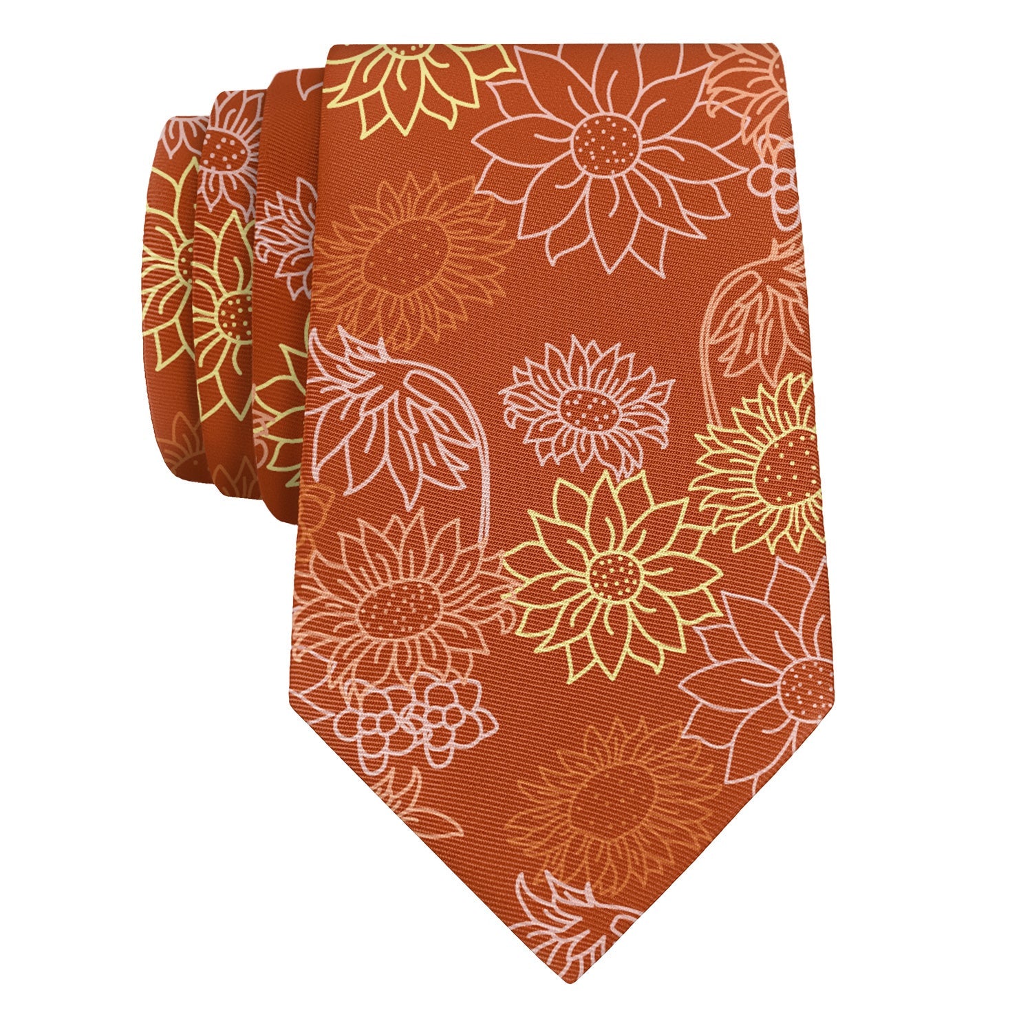 Sunflower Garden Necktie - Rolled - Knotty Tie Co.