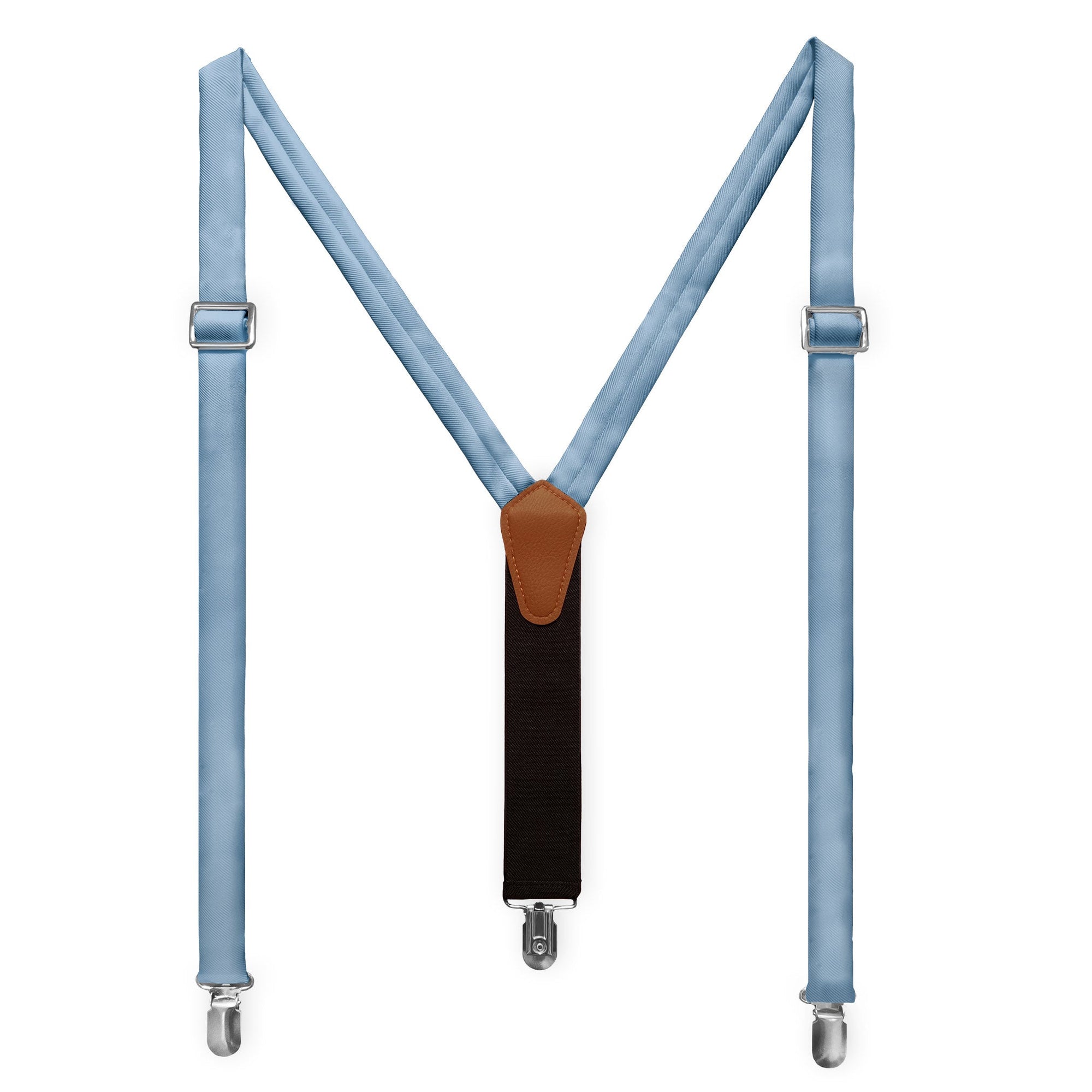 Azazie Steel Blue Suspenders - Full Front View - Knotty Tie Co.