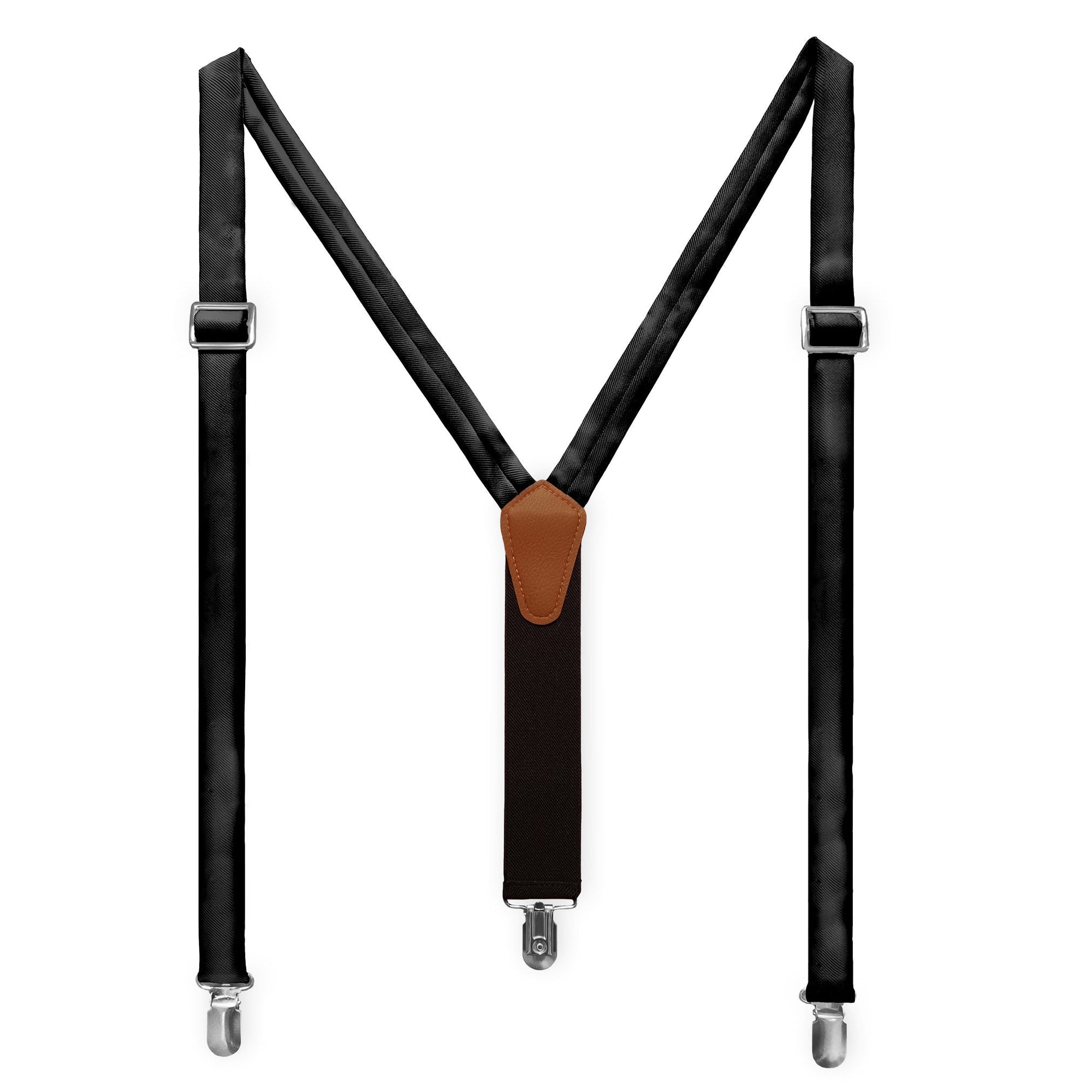 Solid KT Black Suspenders - Full Front View - Knotty Tie Co.