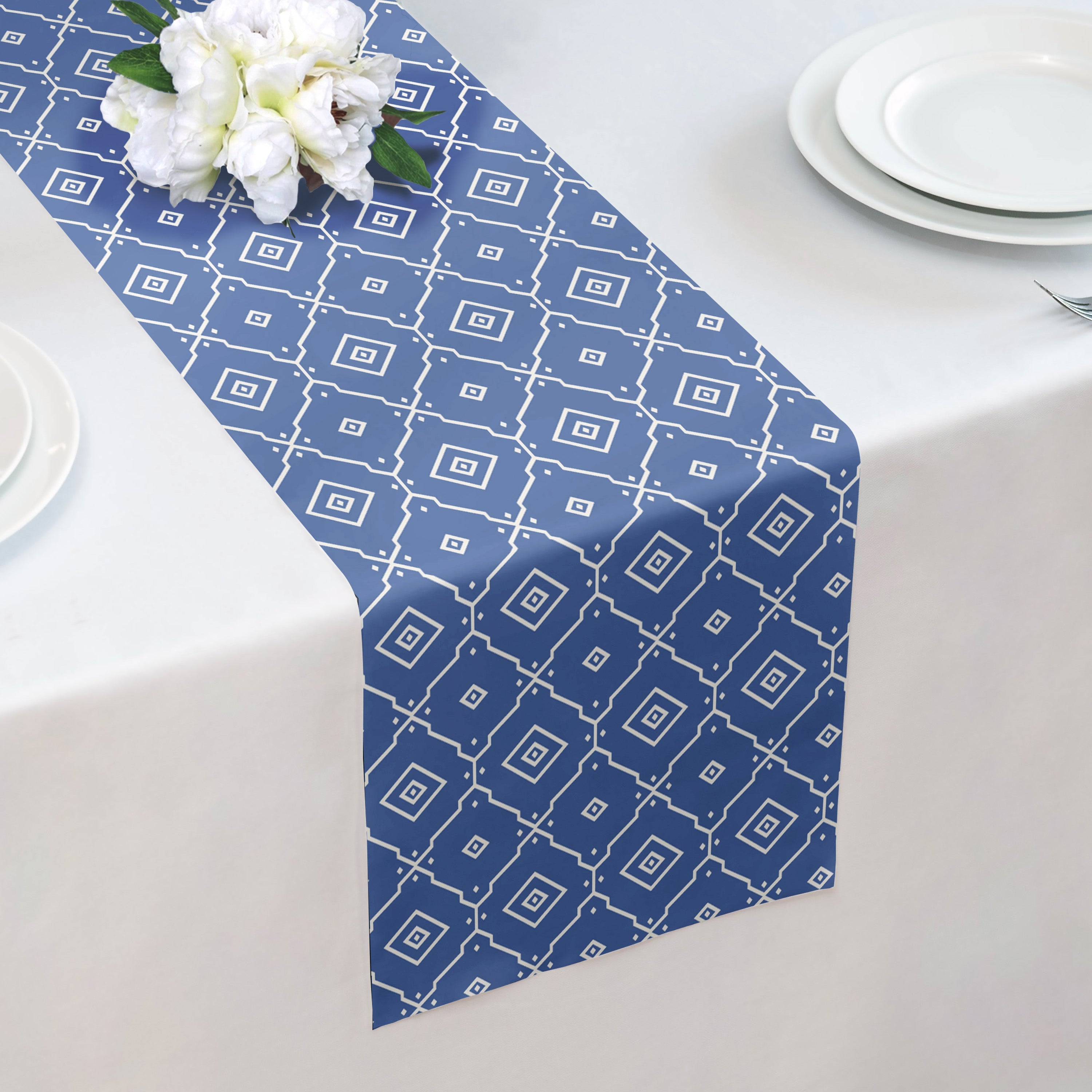 Ceramic Geometric Table Runner - Over Table Edge - Knotty Tie Co.