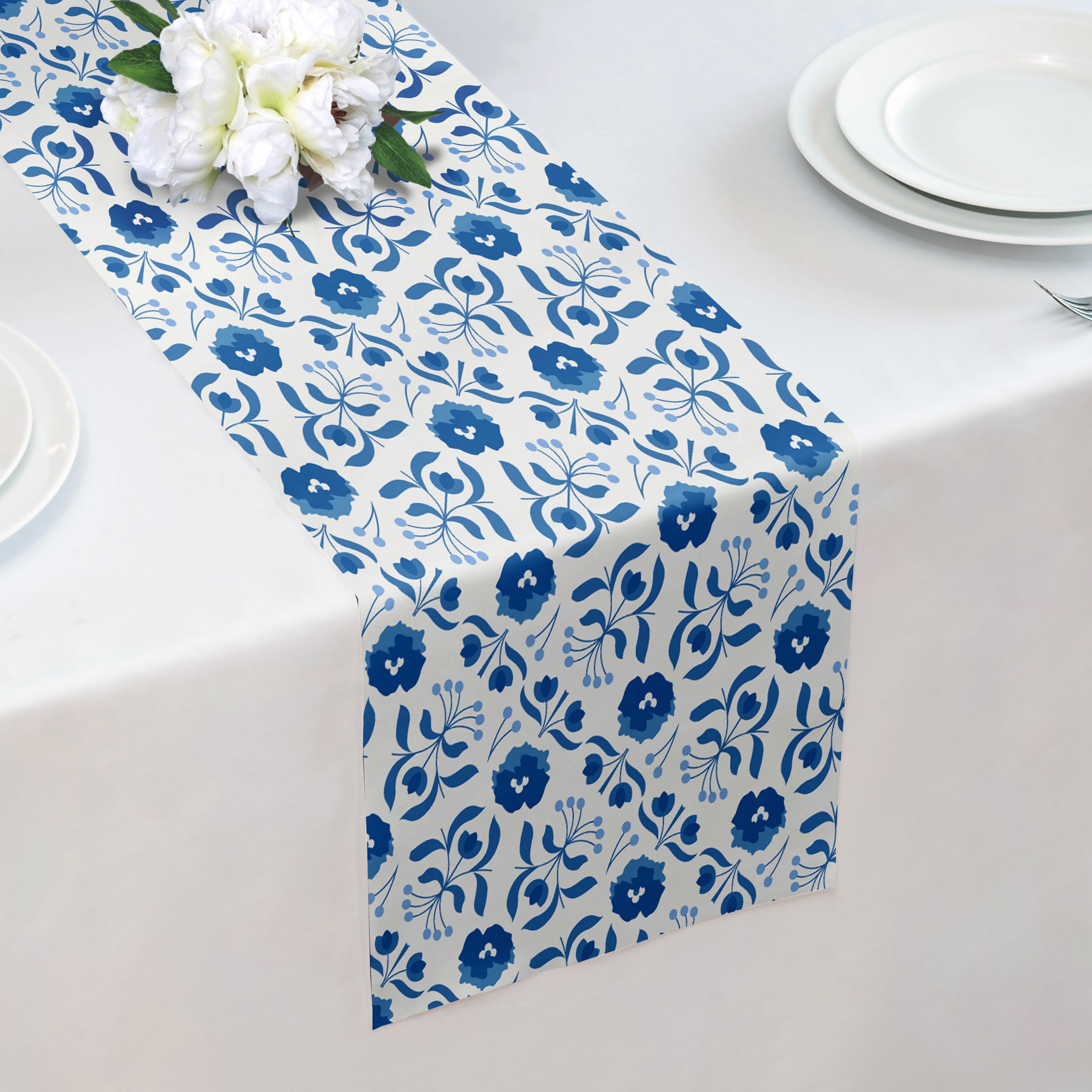 Poppy Floral Table Runner - Over Table Edge - Knotty Tie Co.