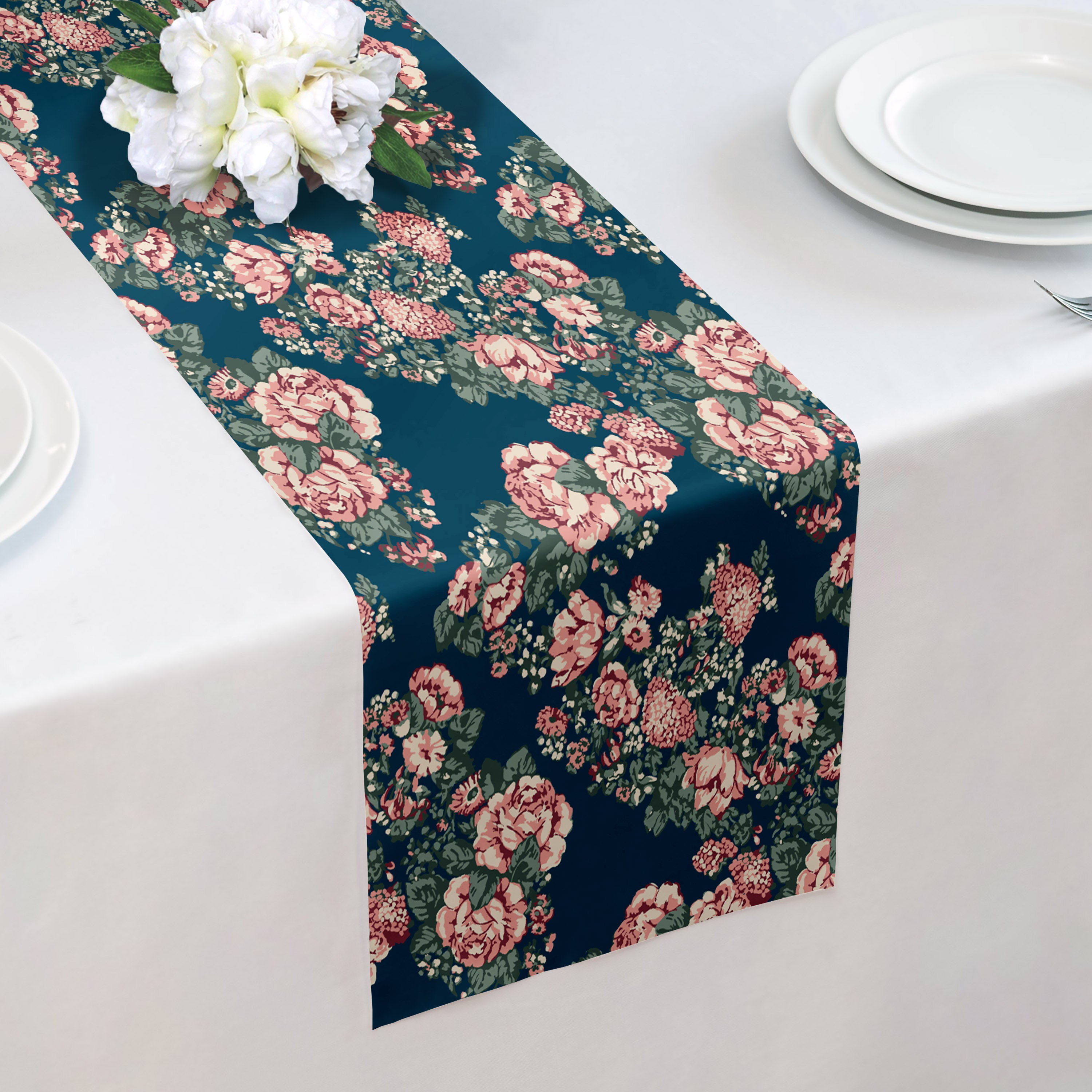 Allison Floral Table Runner - Over Table Edge - Knotty Tie Co.