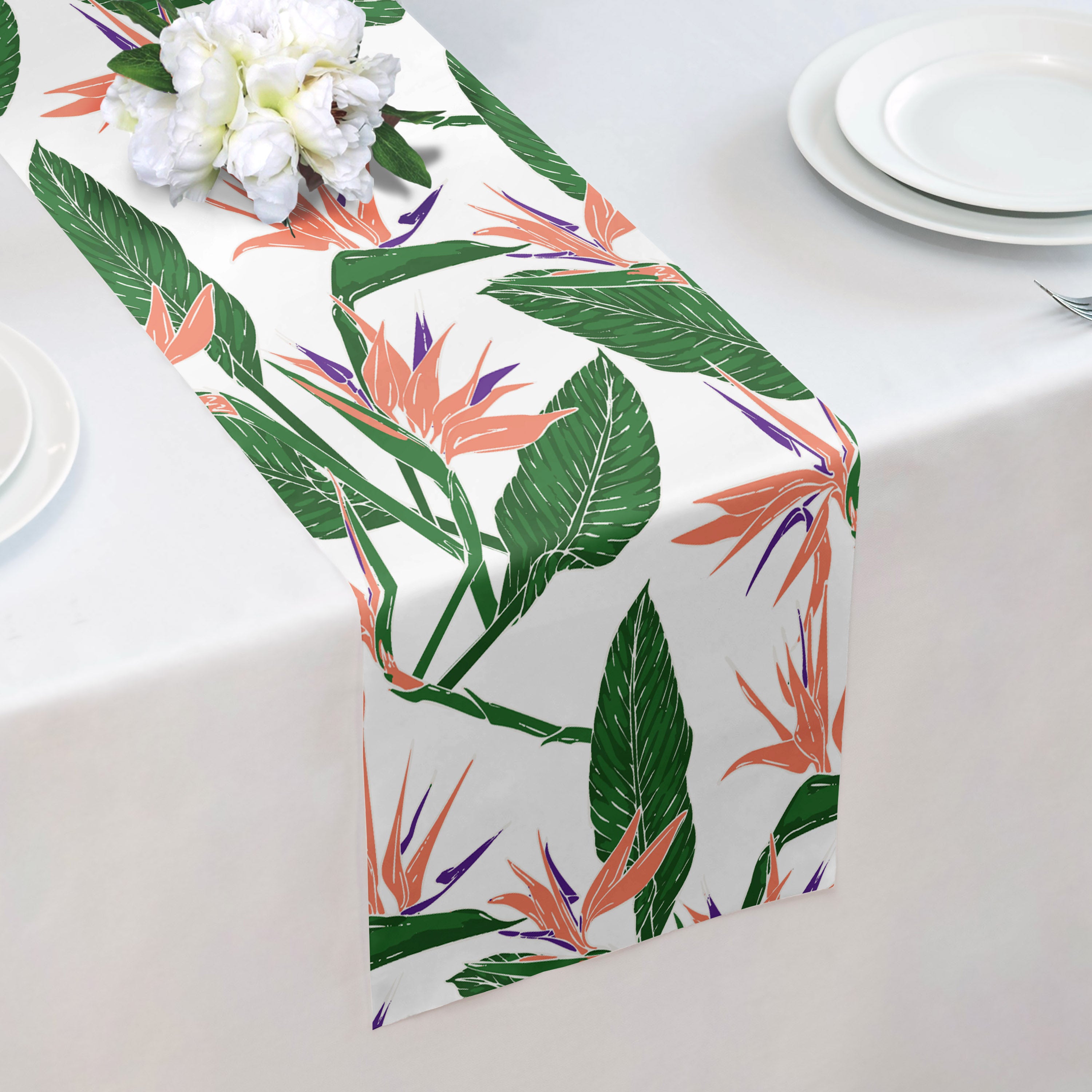 Bird of Paradise Table Runner - Over Table Edge - Knotty Tie Co.