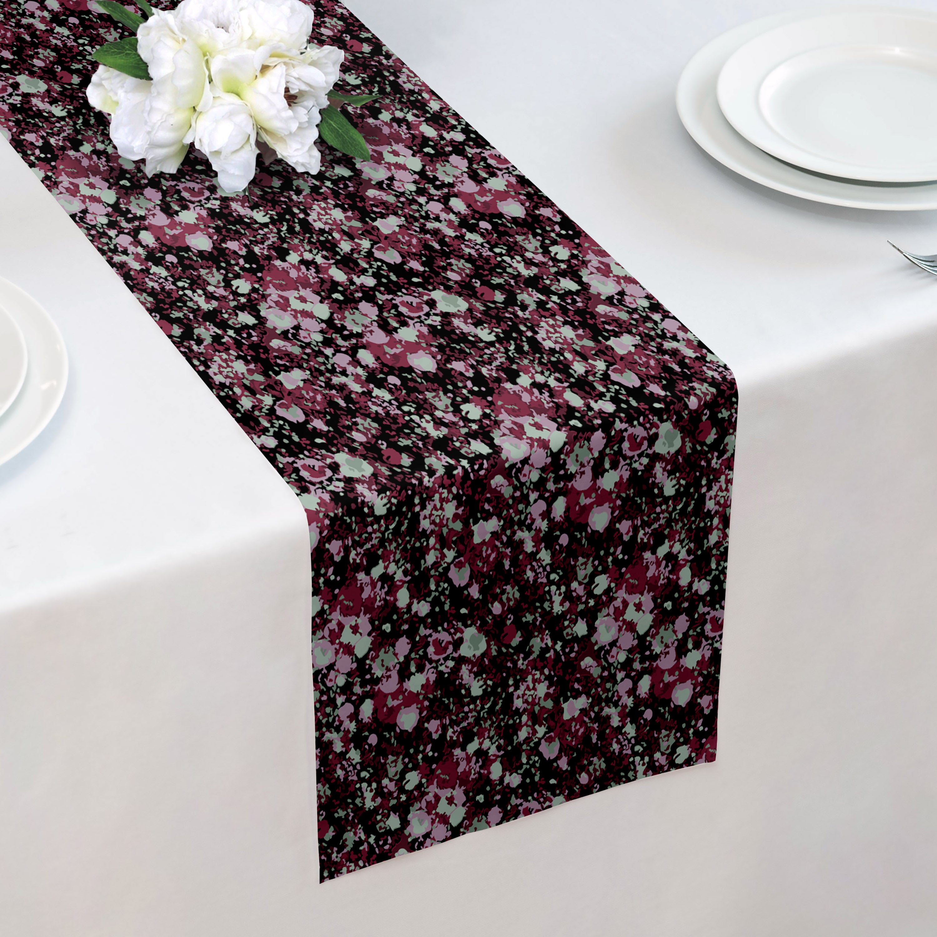 Hidden Floral Table Runner - Over Table Edge - Knotty Tie Co.