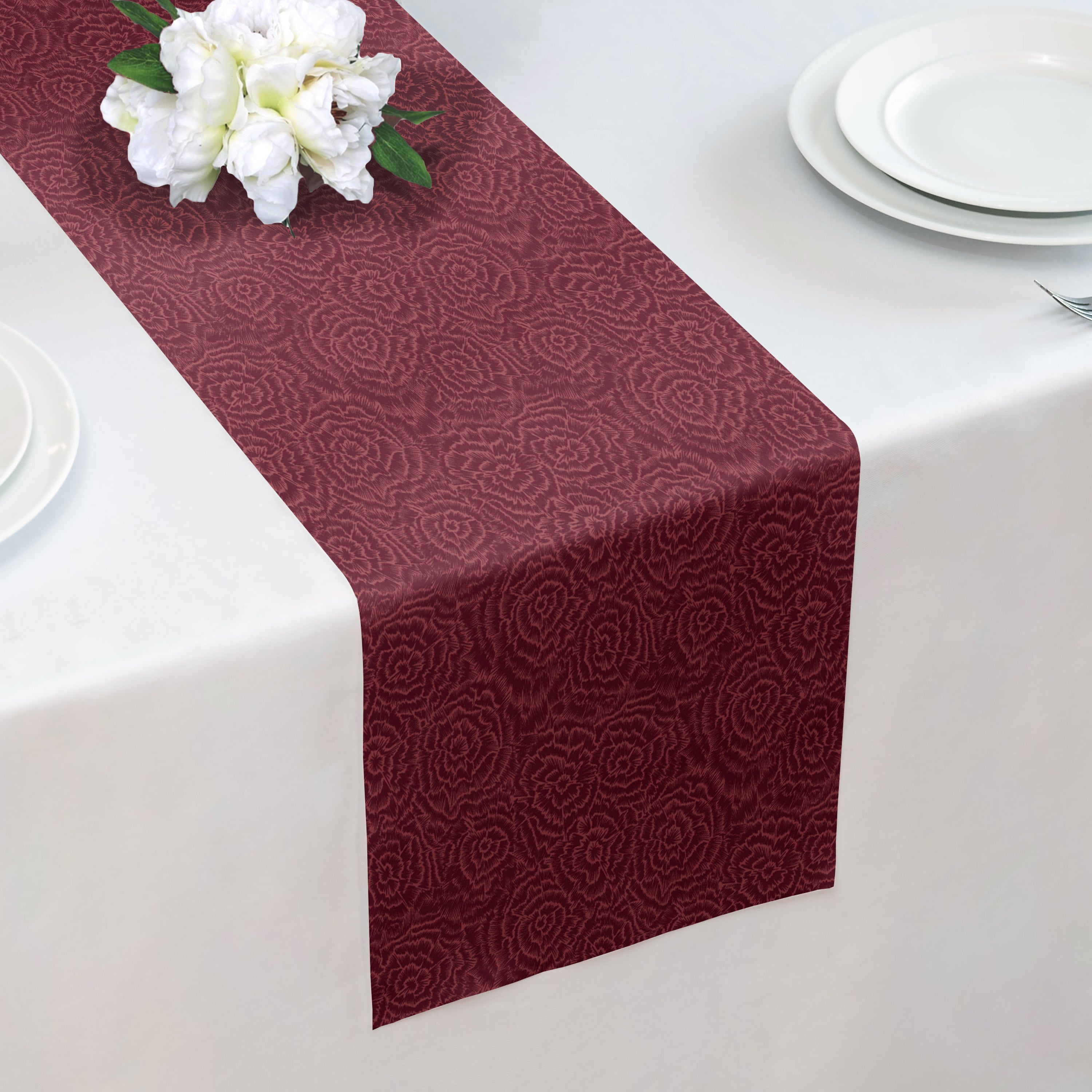 Scribble Blossom Table Runner - Over Table Edge - Knotty Tie Co.