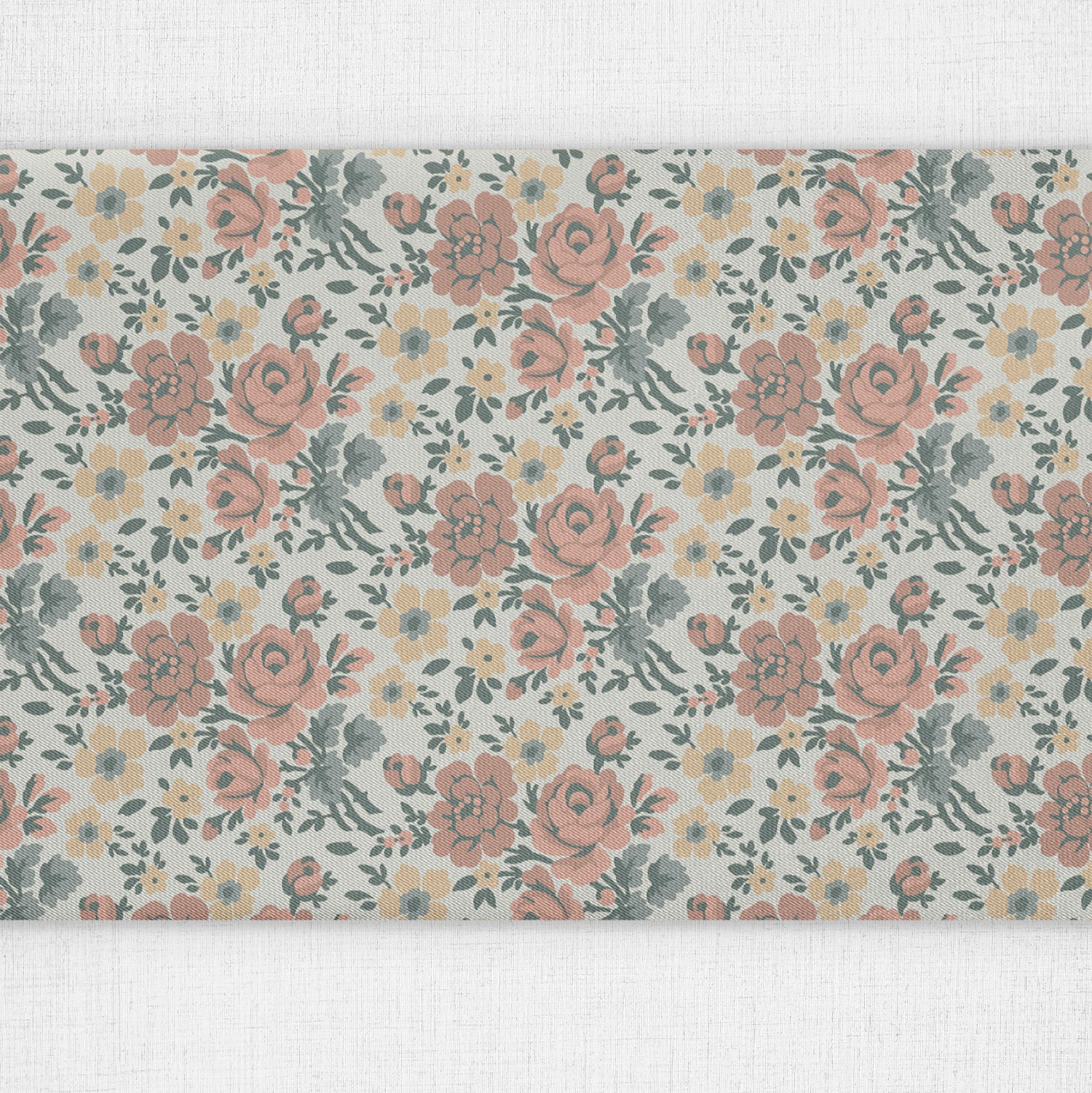 Cooper Floral Table Runner - Close Up Top View - Knotty Tie Co.