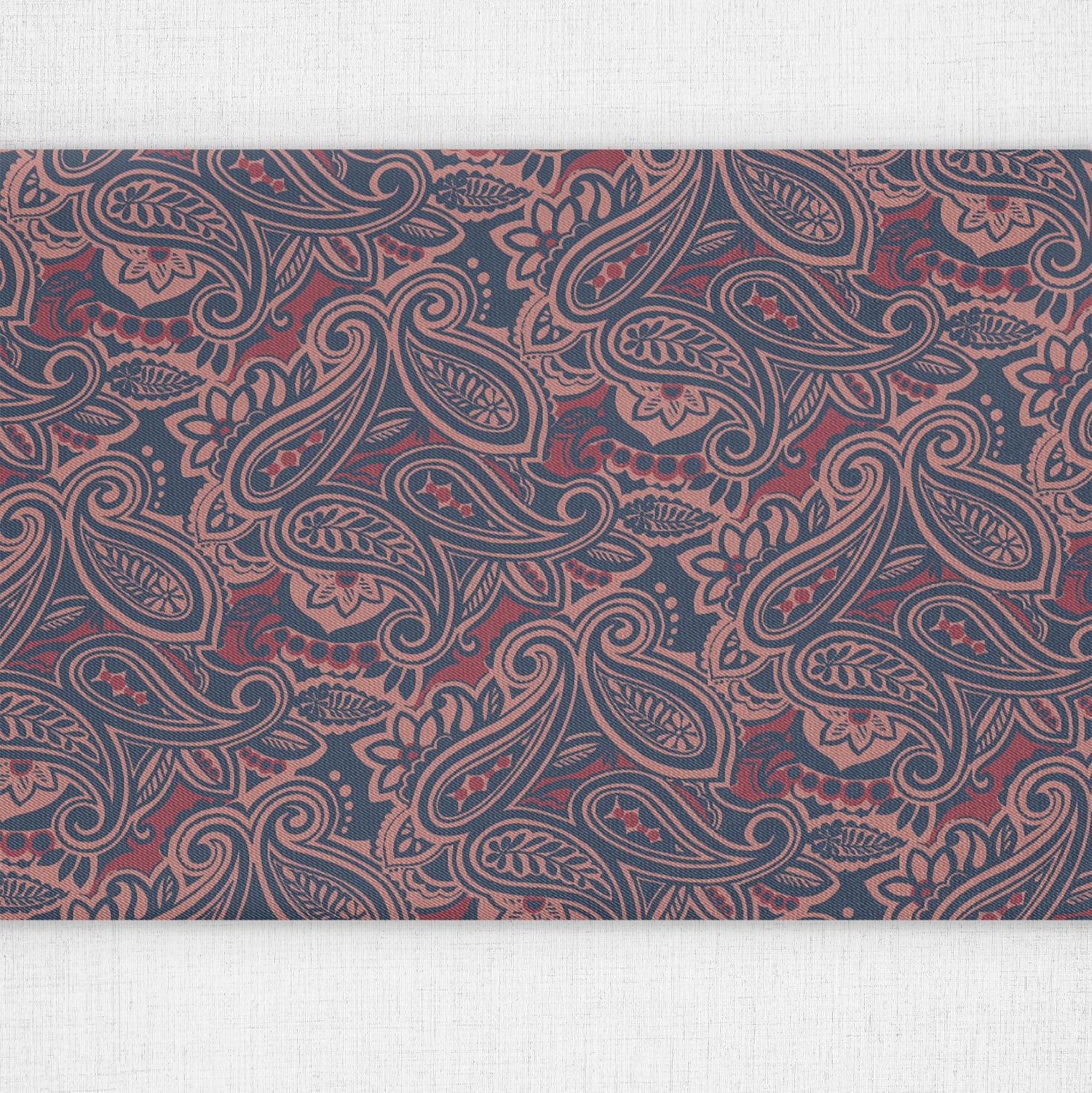 Rustica Paisley Table Runner - Close Up Top View - Knotty Tie Co.