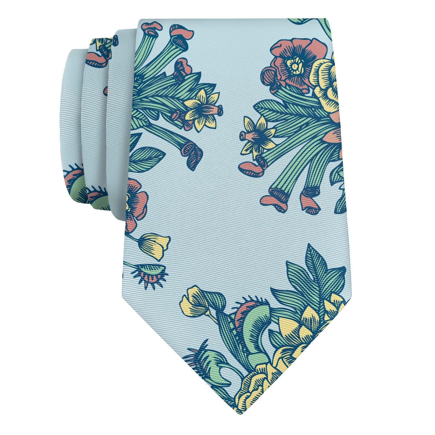 Tattoo Floral Necktie - Rolled - Knotty Tie Co.