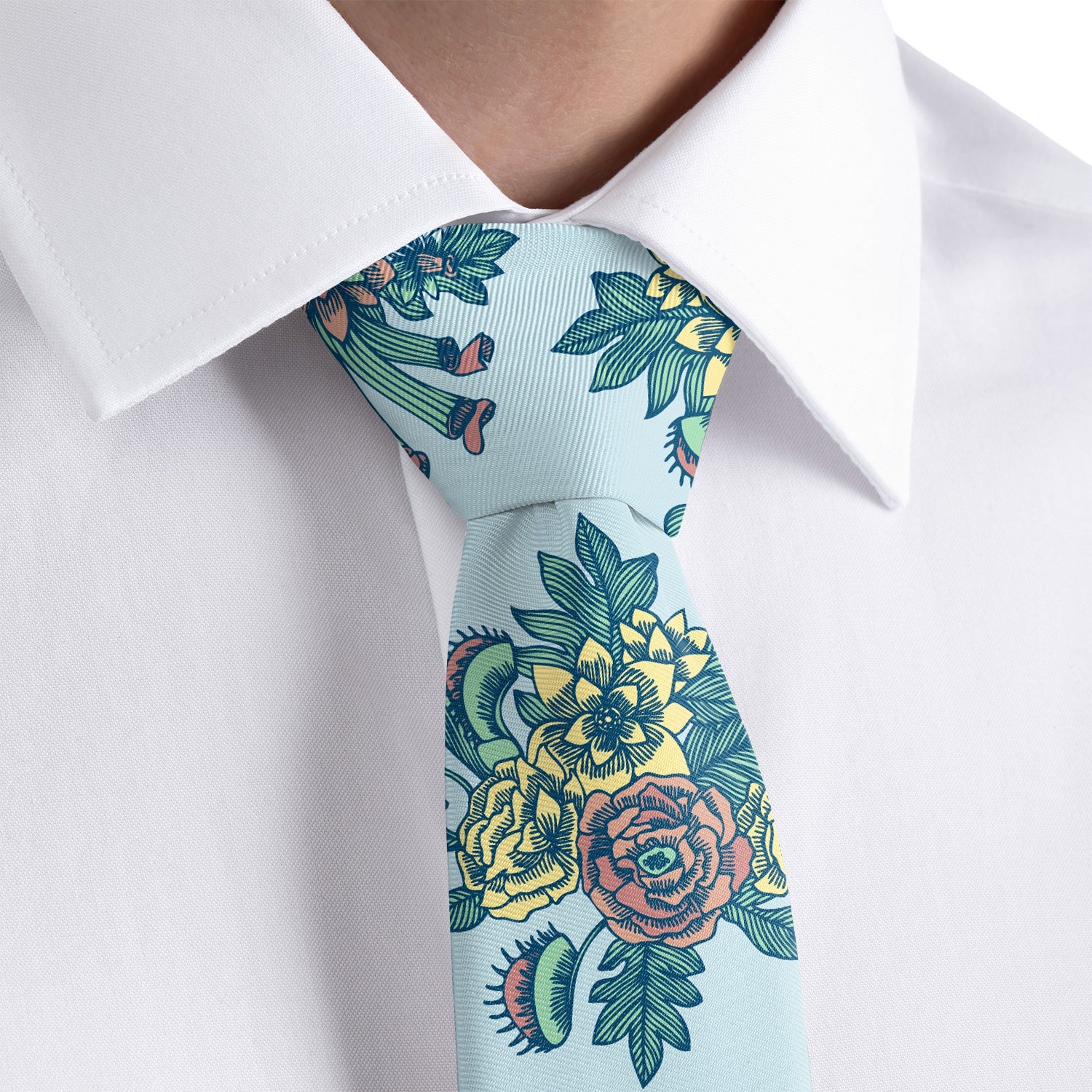 Tattoo Floral Necktie - Dress Shirt - Knotty Tie Co.