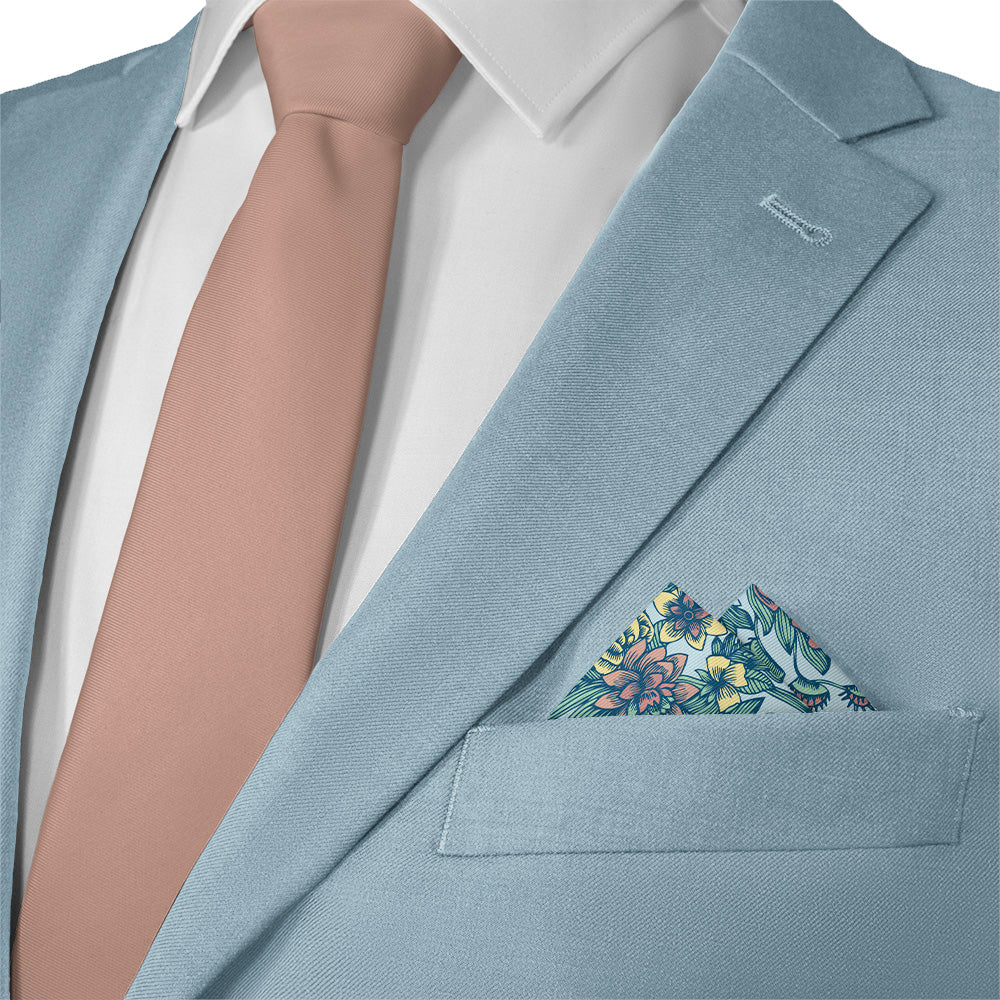 Tattoo Floral Pocket Square - Matching Necktie- Knotty Tie Co.